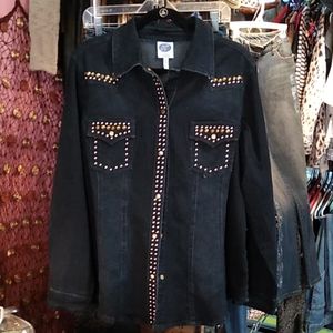 Diane Gilman Gold Studded Jean Jacket